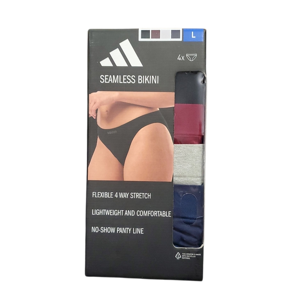 Women's Adidas 4 Pack Stretch Seamless Bikini Underwear Size L NIB